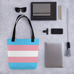 Transgender Pride Flag | Tote Bag | Small | Blue Pink White image.
