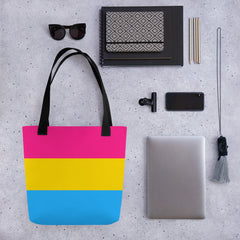Pansexual Pride Flag | Tote Bag | Small | Blue Yellow Pink image.