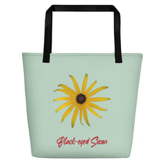 Black-eyed Susan Rudbeckia Flower Yellow | Tote Bag | Large | Sage image.