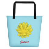 Hawkweed Flower Yellow | Tote Bag | Large | Sky Blue image.
