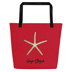 Finger Starfish Shell | Tote Bag | Large | Red image.