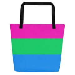 Polysexual Pride Flag | Tote Bag | Large | Pink Green Blue image.