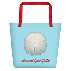 Arrowhead Sand Dollar Shell | Tote Bag | Large | Sky Blue image.