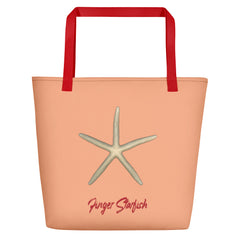 Finger Starfish Shell | Tote Bag | Large | Peach image.