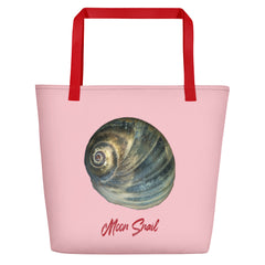 Moon Snail Shell Blue | Tote Bag | Large | Pink image.