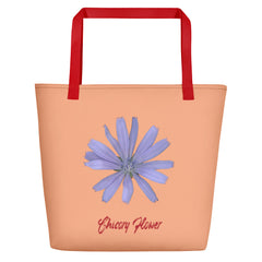 Chicory Flower Blue | Tote Bag | Large | Peach image.