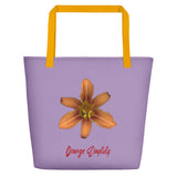 Orange Daylily Flower | Tote Bag | Large | Lavender image.
