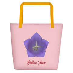 Balloon Flower Blue | Tote Bag | Large | Pink image.