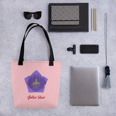 Balloon Flower Blue | Tote Bag | Small | Pink image.