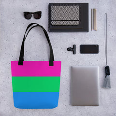 Polysexual Pride Flag | Tote Bag | Small | Pink Green Blue image.