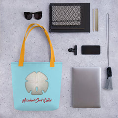 Arrowhead Sand Dollar Shell | Tote Bag | Small | Sky Blue image.