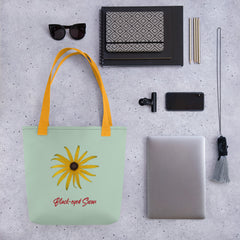 Black-eyed Susan Rudbeckia Flower Yellow | Tote Bag | Small | Sage image.