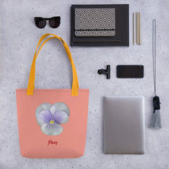 Pansy Viola Flower Lavender | Tote Bag | Small | Flamingo Pink image.