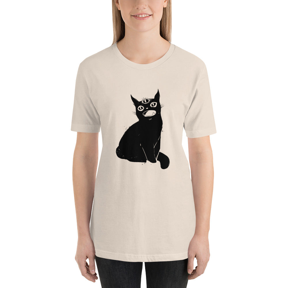 Creepy Cute Black Cat T-Shirt, Third Eye Kitty Top – CellsDividing