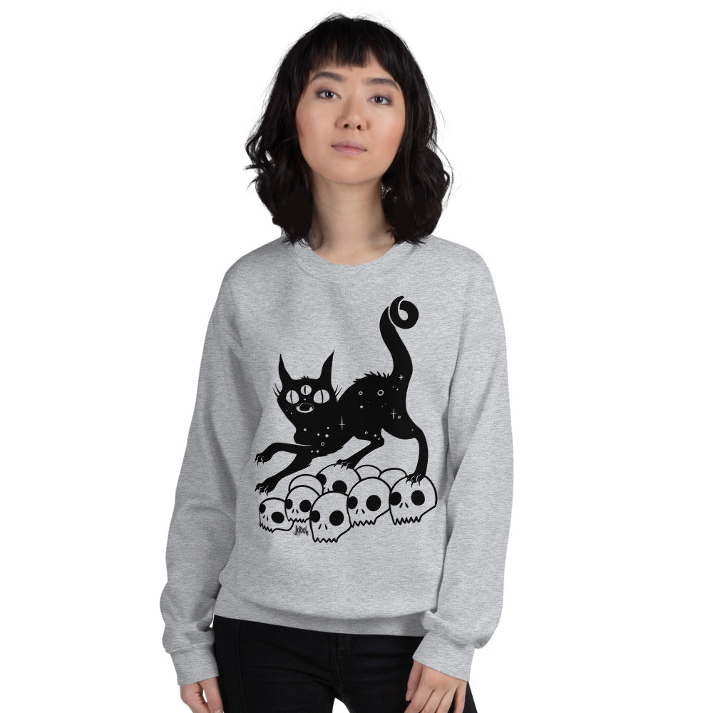 Black Cat On Skulls, Unisex Sweatshirt, Sport Grey – CellsDividing