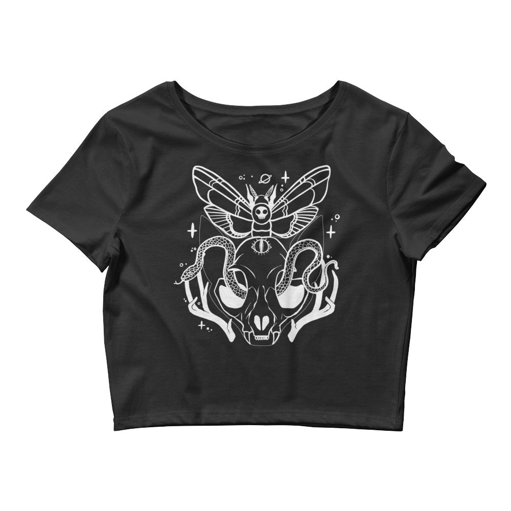 Black Cat Skull Crop Top, Pastel Goth Soft Grunge Witchy Aesthetic ...