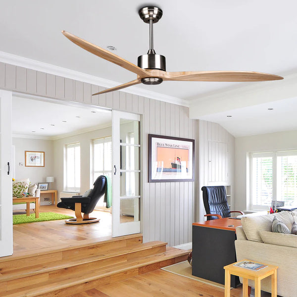 DARWIN 164cm / 65 inch 3 Blade DC Modern Timber Ceiling Fan Natural Solid wood 2