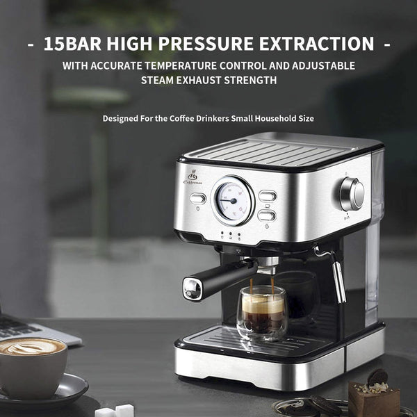 15 Bar Espresso Coffee Machine with Foaming Milk Frother 10 Cups