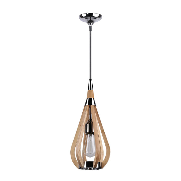 BONITO 1-Light Timber Round Nature Wood E27 Chandelier