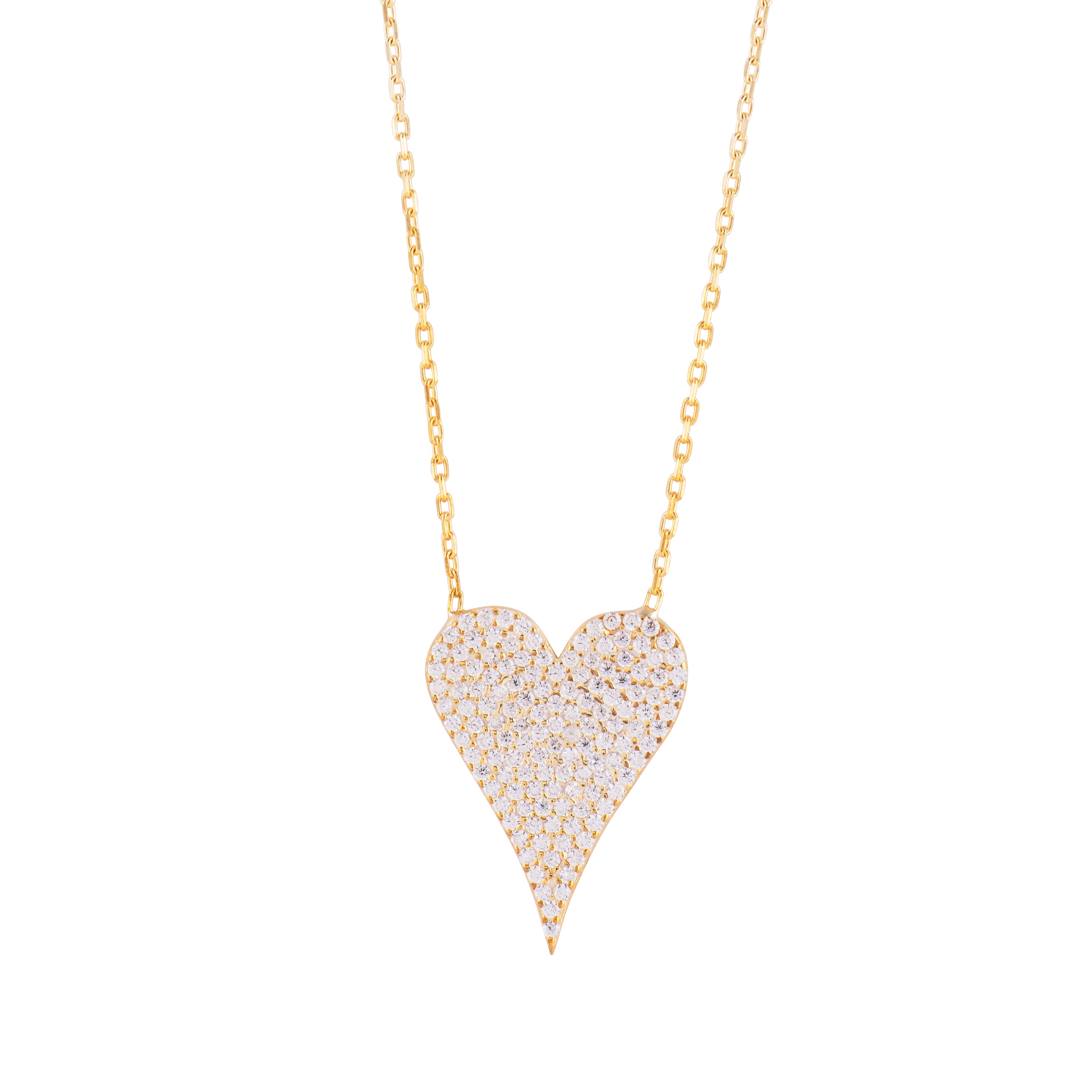 Sterling Silver Pave Mini Heart Necklace