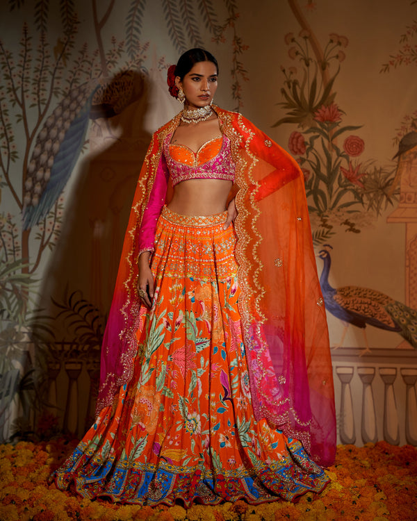 Disha Muchhala | Burnt Orange Bridal Lehenga Set | INDIASPOPUP.COM