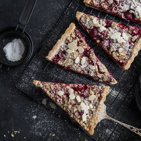 Fourth of July dessert recipe of Triple Berry Almond Tart made with triple berry jam