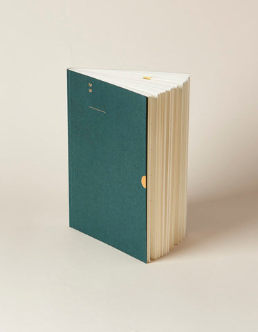 2018 layflat minimal diary by Mark+Fold, G.F. Smith Colorplan Racing Green made by james Cropper Mill