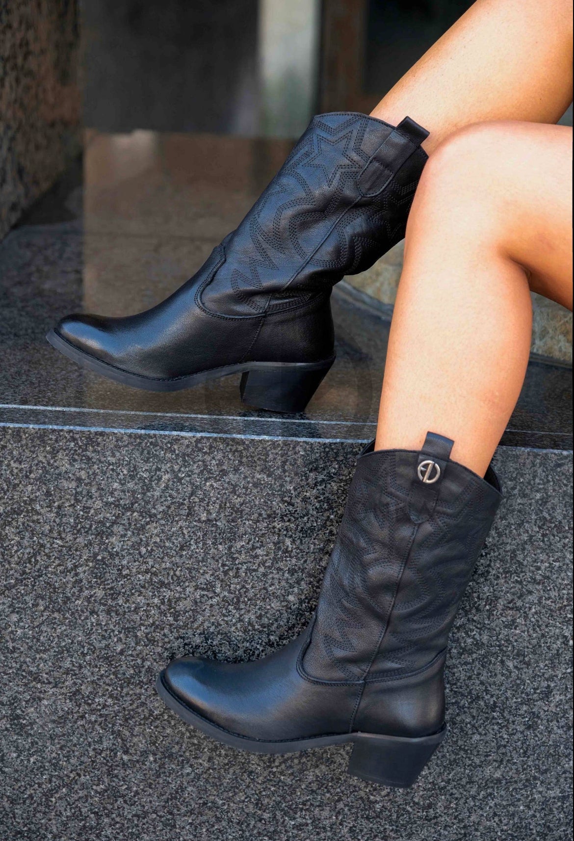 Texan Black Boots Fashion Gem Apparel