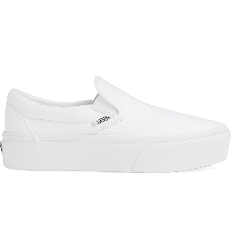 white vans slip ons platform