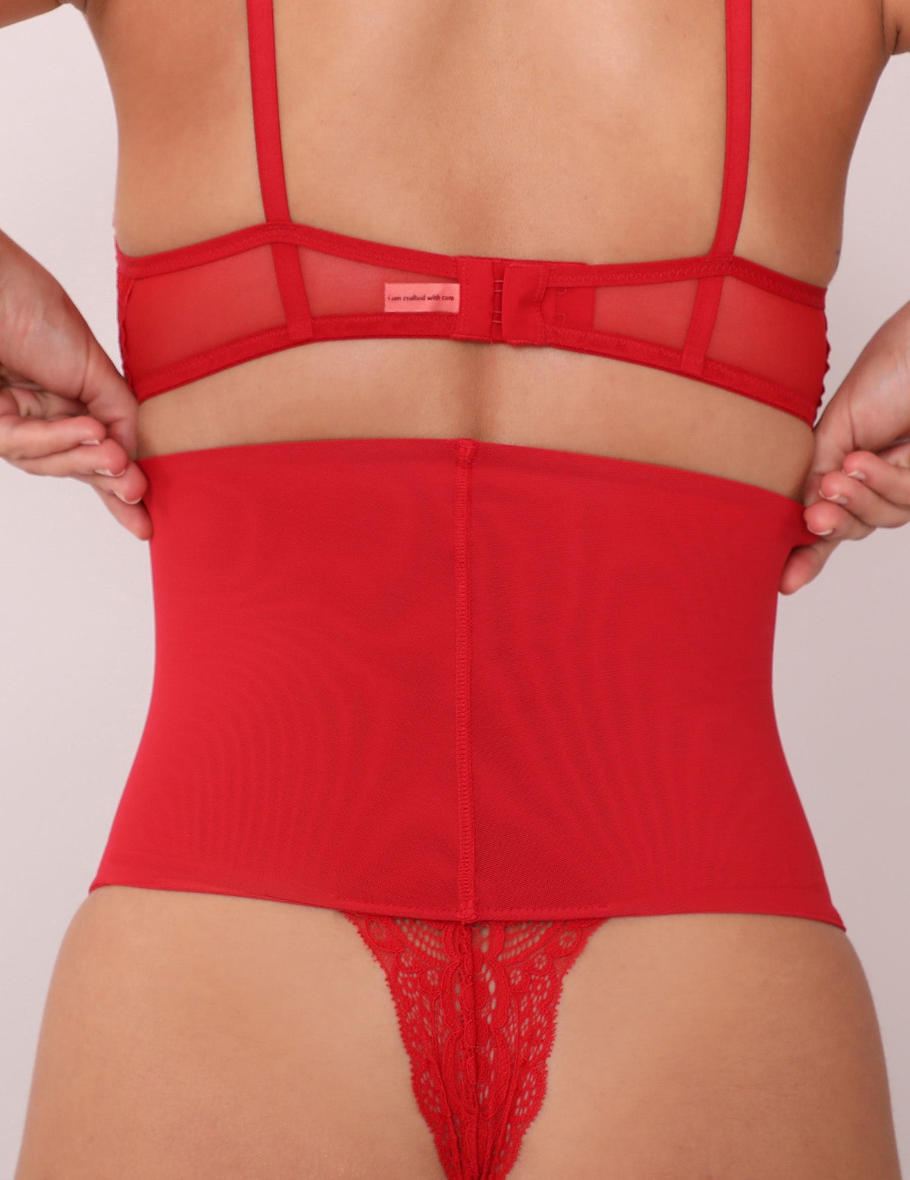 Recycled sheer tulle knickers red Scandale Eco Lingerie