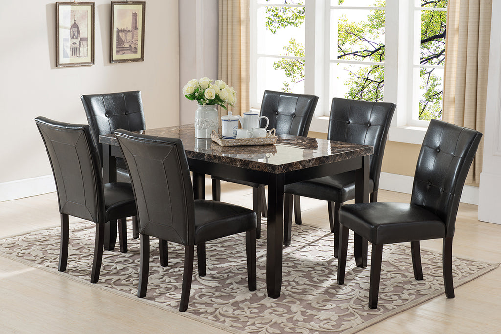 black faux marble dining set