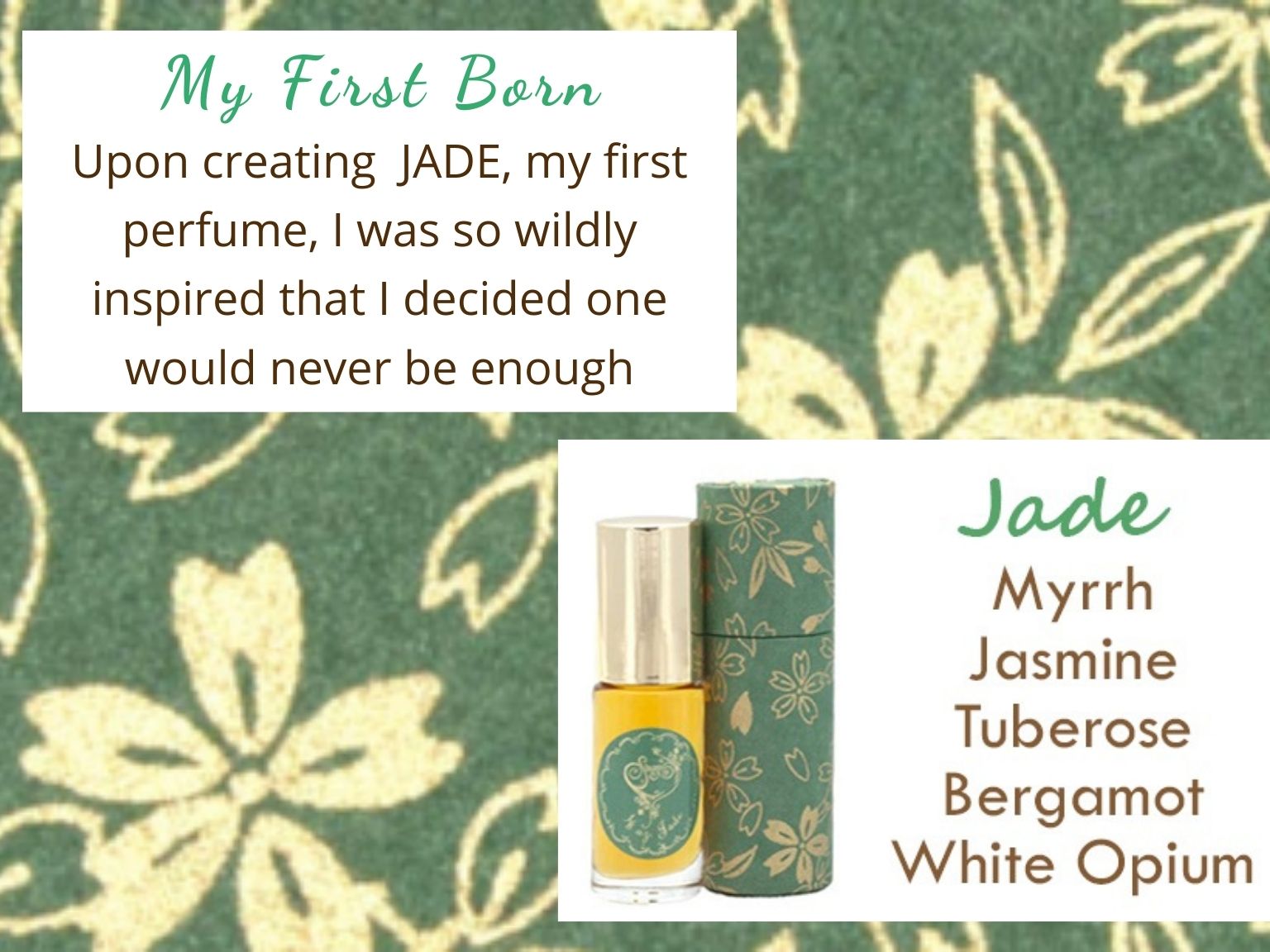 Jade Gemstone Perfume Oil Roll On by Sage Machado, Myrrh Jasmine Tuberose Bergamot White Opium