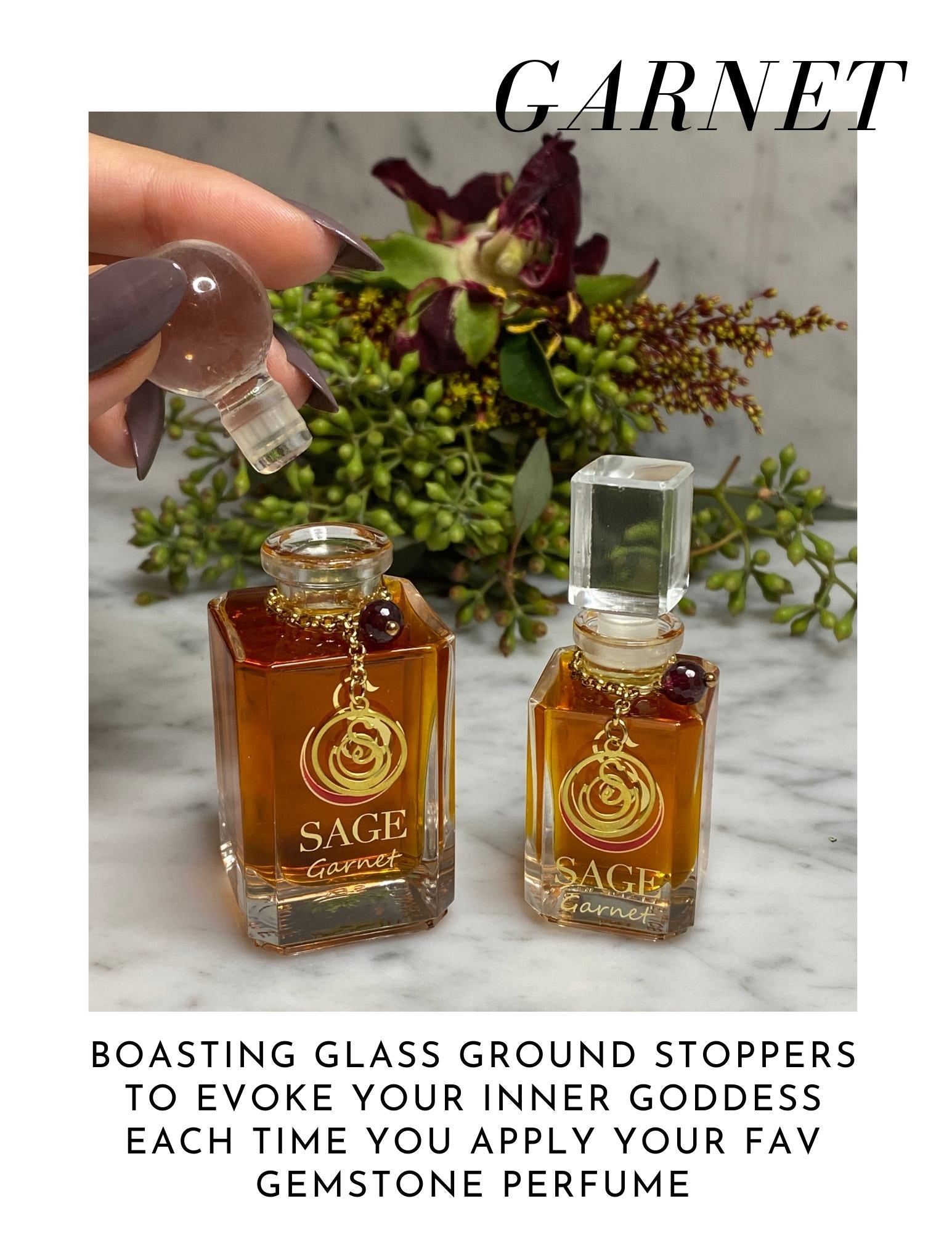 Garnet Gemstone Perfume Vanity Bottles by Sage Machado