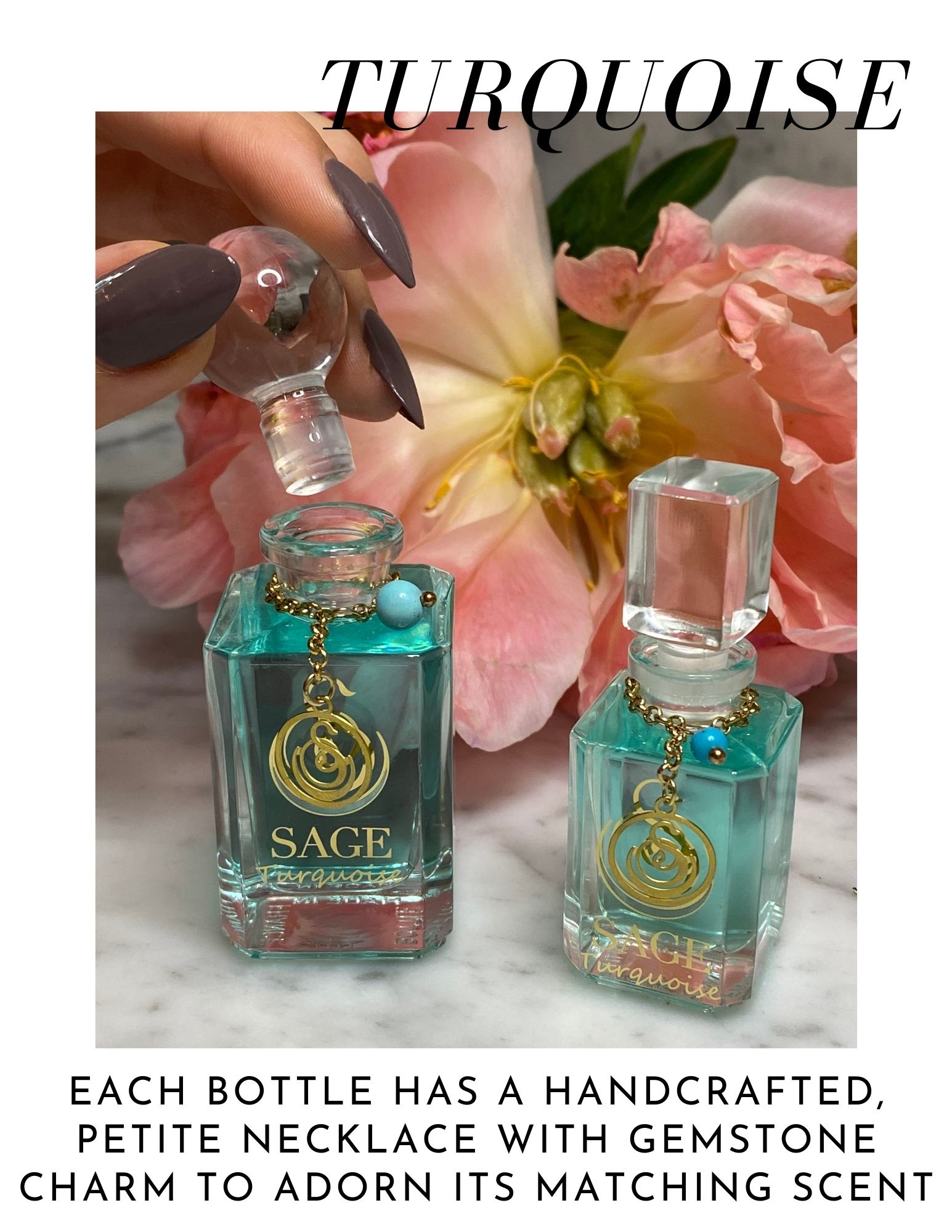 Turquoise Gemstone Perfume Vanity Bottle by Sage Machado