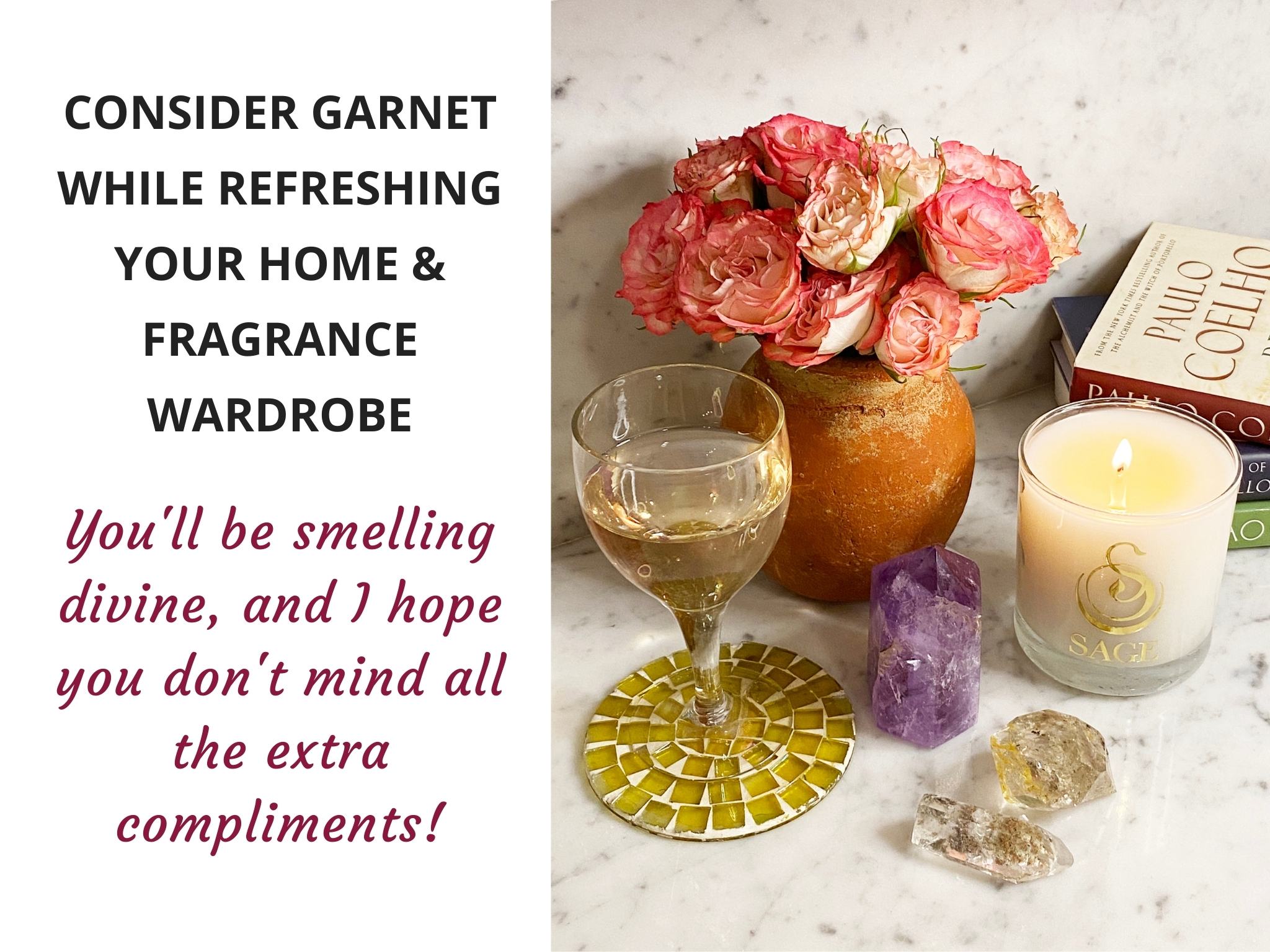 Garnet Gemstone Perfume Candle by Sage Machado 