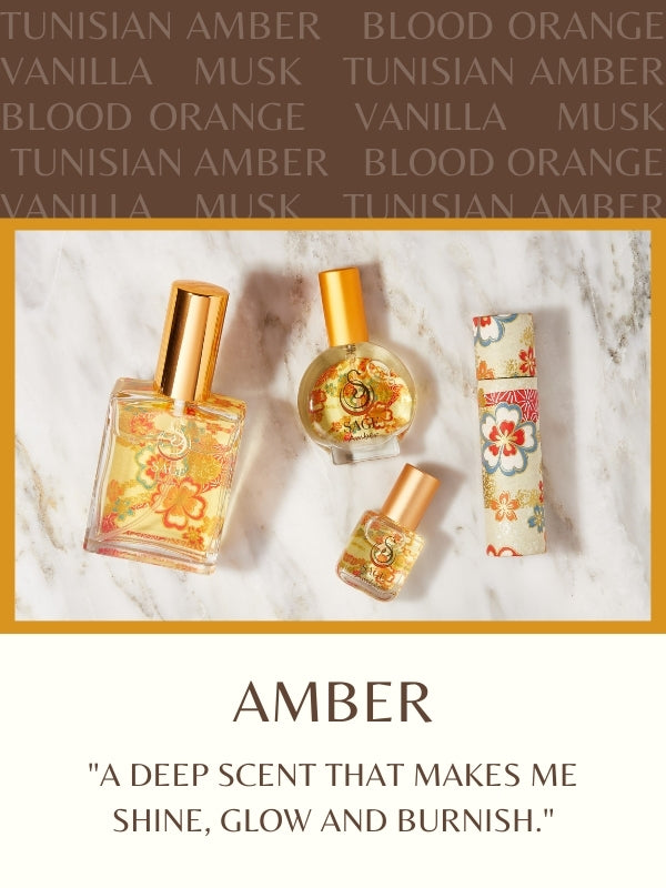Amber Gemstone Perfume Collection by Sage Machado Blood Orange Vanilla Tunisian Amber