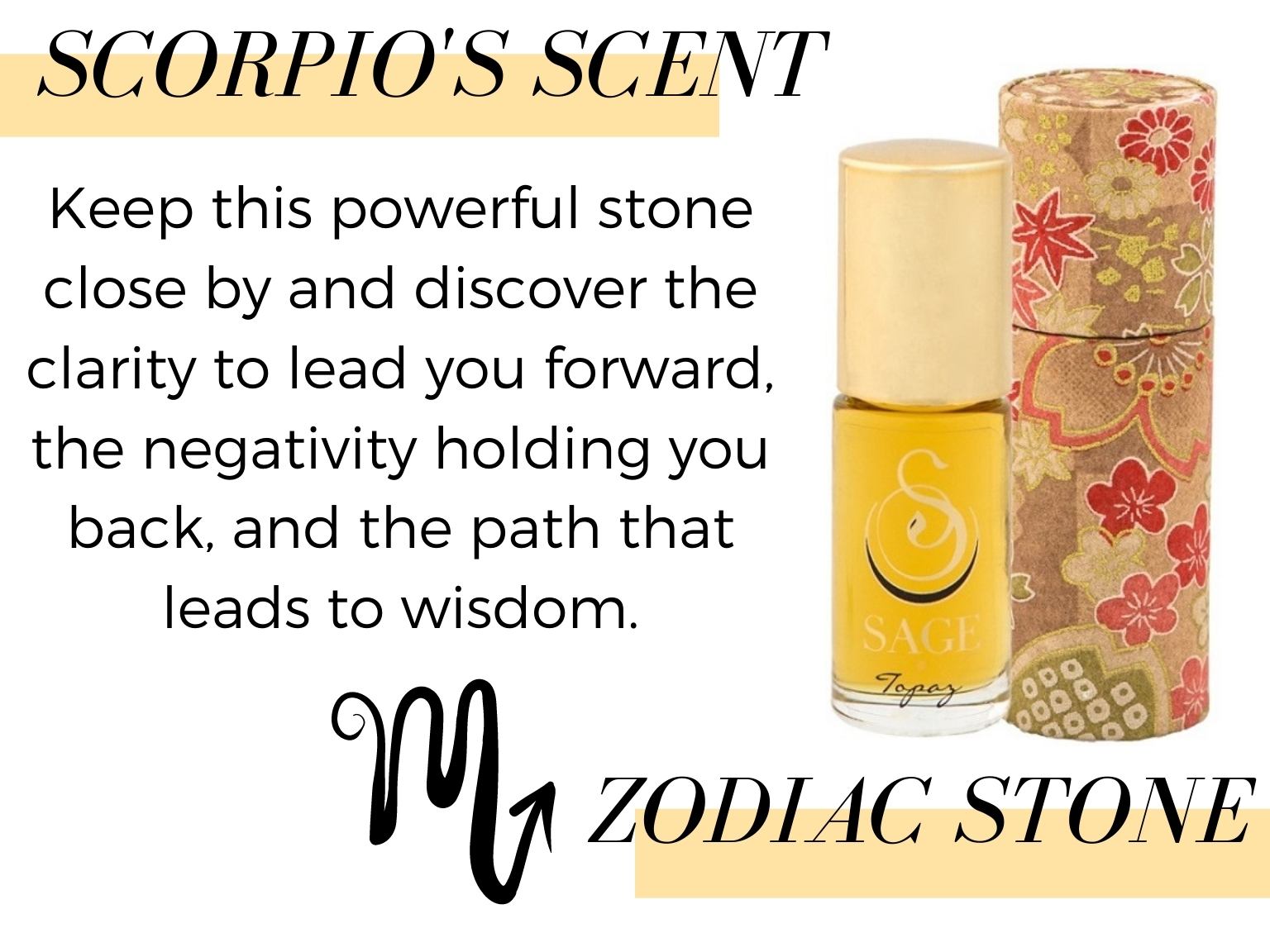 Topaz Gemstone Perfume Oil Roll On by Sage Machado Scorpios Scent 