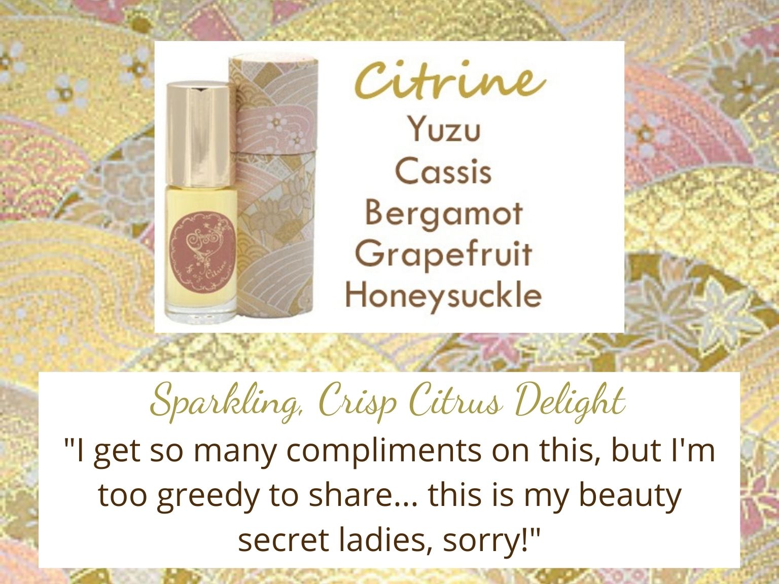 Citrine Gemstone Perfume Oil Roll On by Sage Machado, Yuzu Cassis Bergamot Grapefruit Honeysuckle