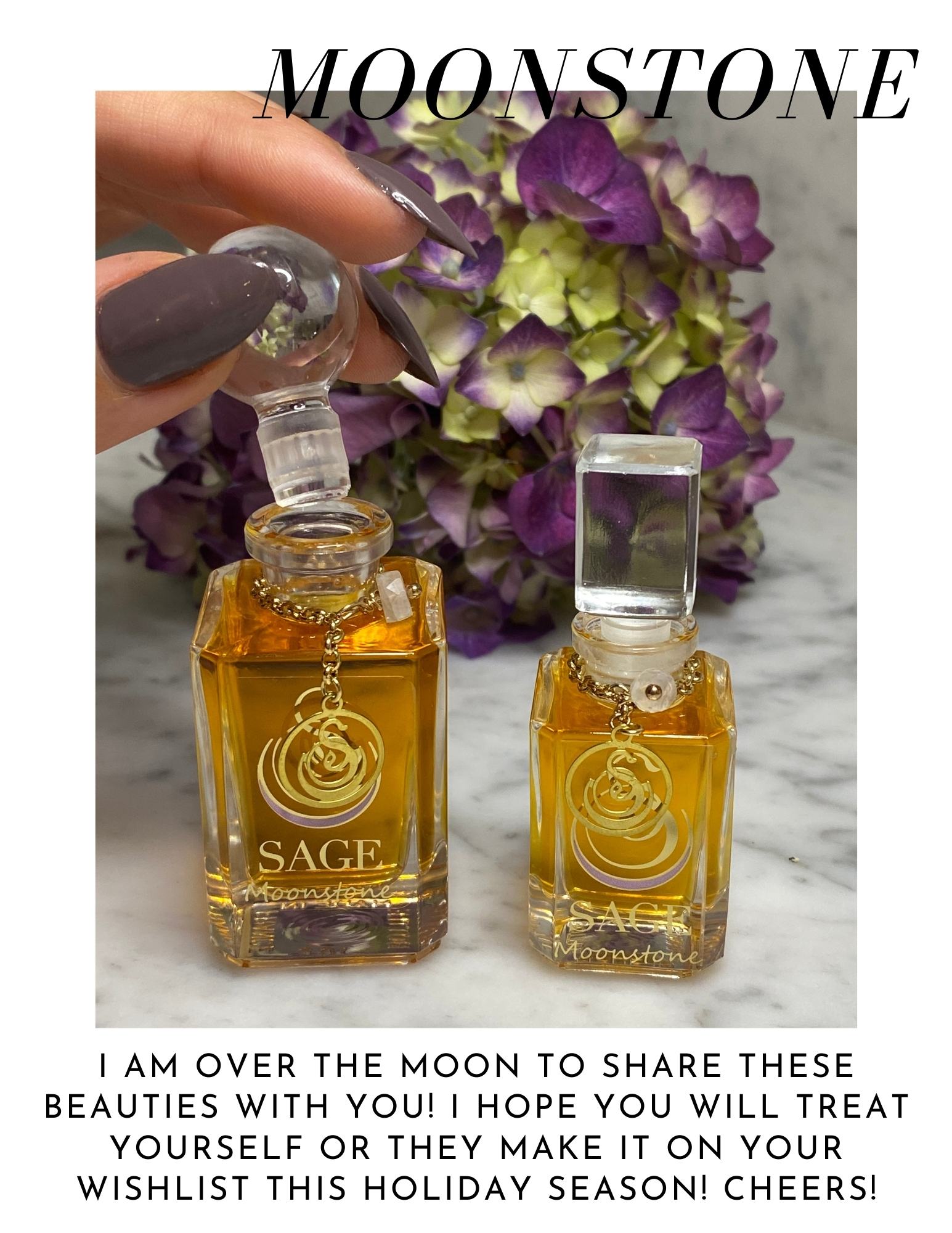 Moonstone Gemstone Perfume Vanity Bottles by Sage Machado