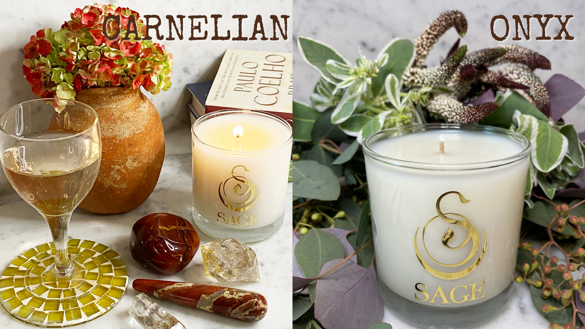 Carnelian, Onyx Gemstone Perfume Candles by Sage Machado