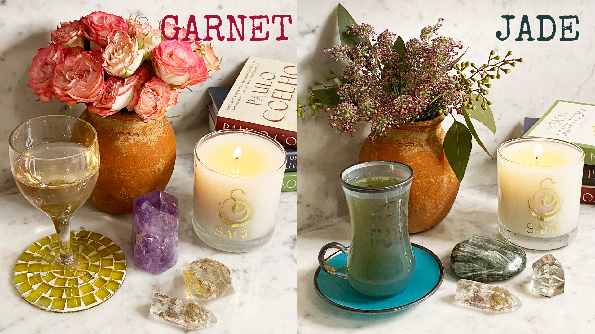 Garnet, Jade Gemstone Perfume Candles by Sage Machado
