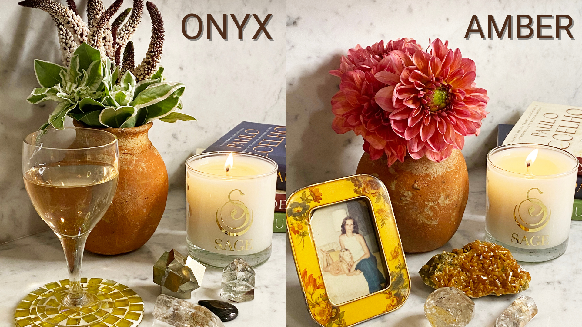 Onyx, Amber Gemstone Perfume Candles by Sage Machado