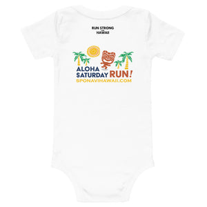 Baby Bodysuits Aloha Saturday Run Front & Back printing (Logo Black)