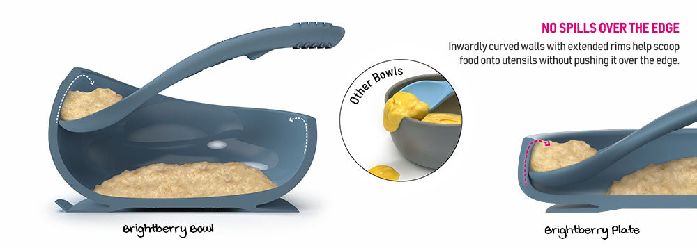 Easy scooping bowl and plate perfect for self feeding for kids and people with disabilities