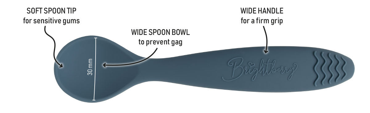 Brightberry kids spoon design | wide handle silicone spoon