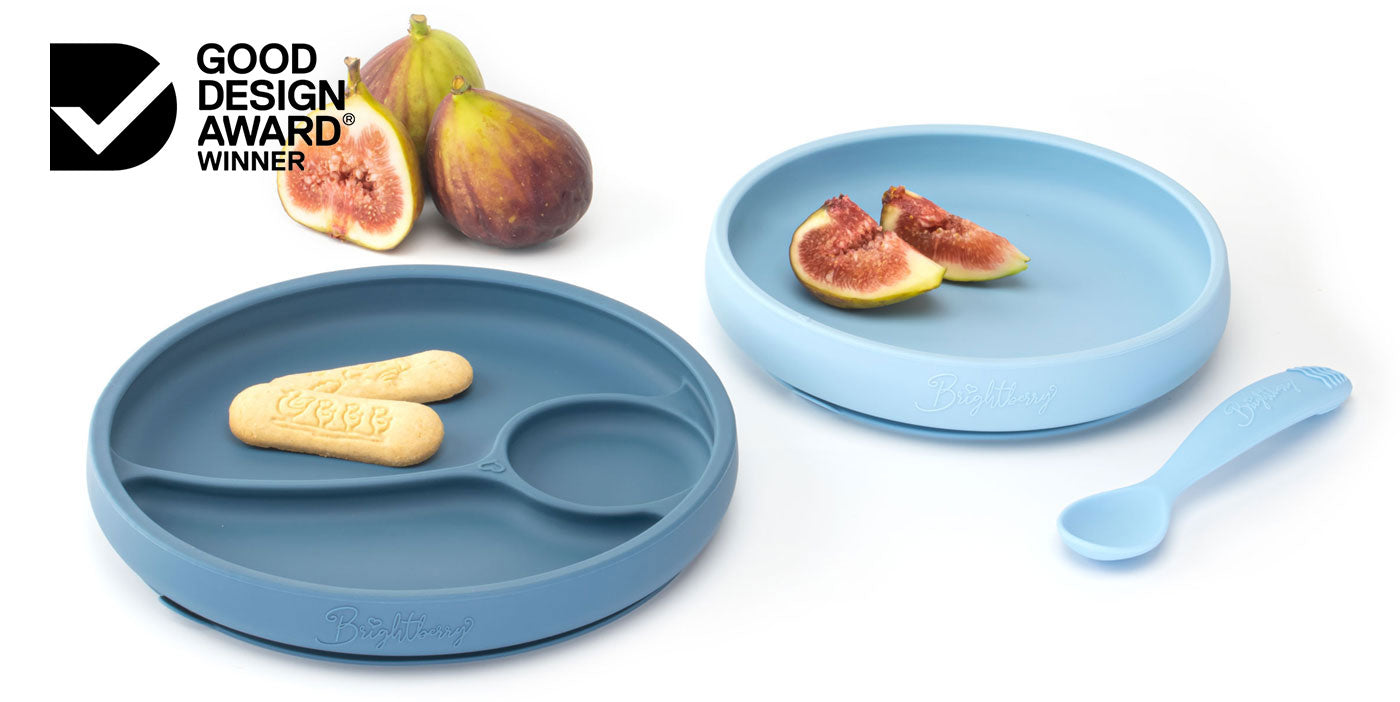 silicone suction plates divided plate and non divided plate in blue colour