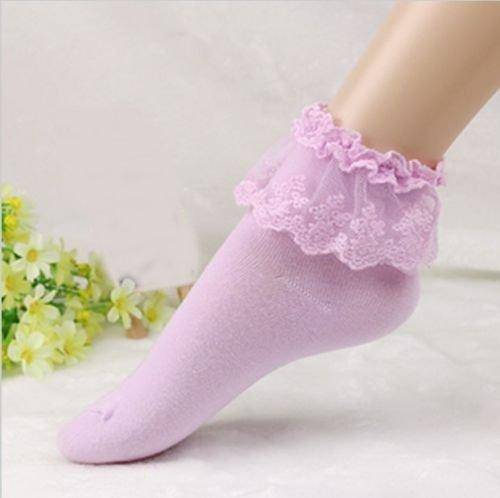 Lace Socks Porn - White or Blue Lace Top Ruffle Ankle Socks â€“ Glamour Stockings