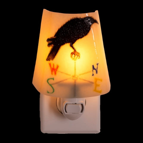 Crow nightlight with black bird and compass weather vane