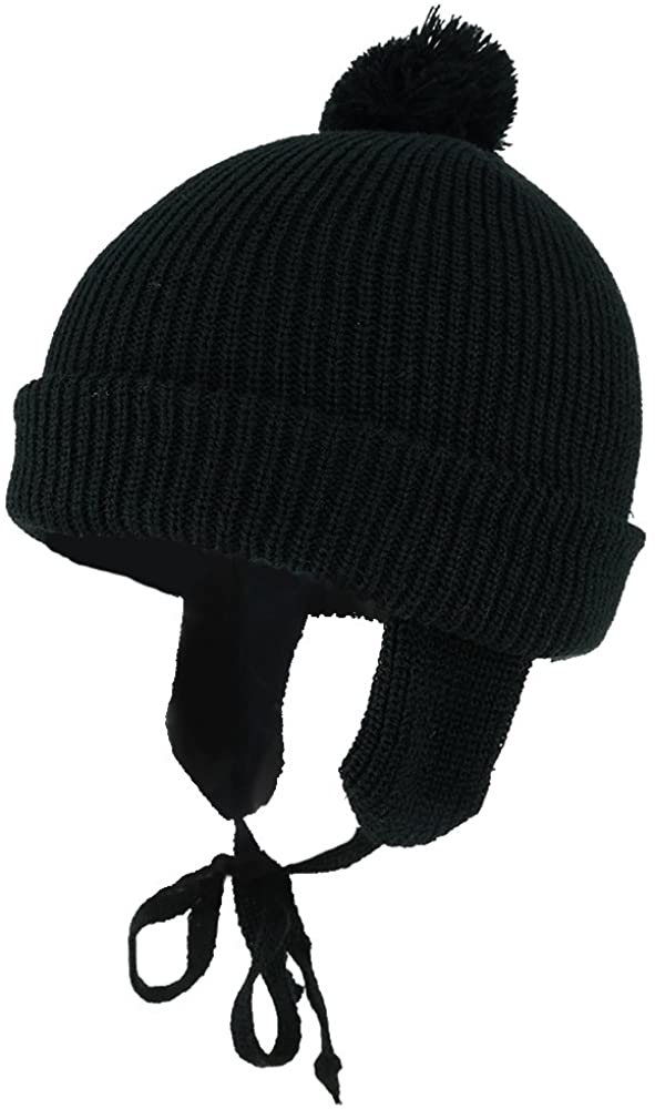 York Beanie - Flax and Black - Pom Pom Hat