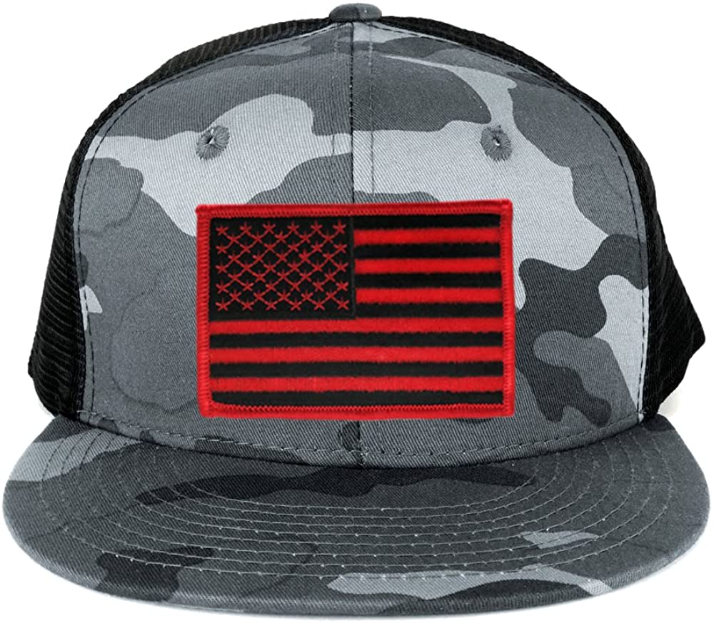 US American Flag Embroidered Iron on Patch Adjustable Camo Trucker Cap